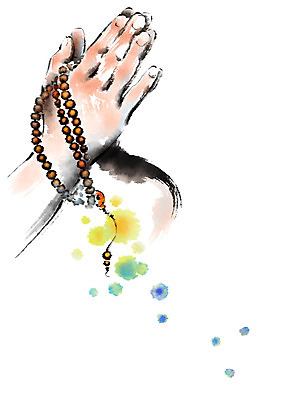 PSD 손 불교 일러스트 캘리그라피 붓터치 신체부위 번짐 묵주 국내일러스트 종교 종교용품 사람 파일형식 효과