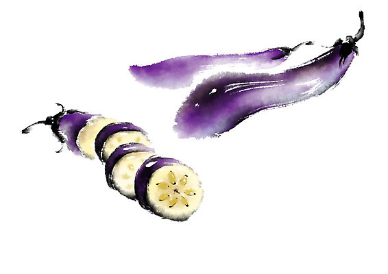 PSD 채소 일러스트 식재료 캘리그라피 가지 붓터치 사람없음 번짐 국내일러스트 파일형식 효과