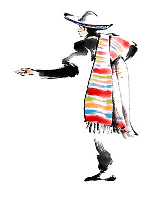 전신 PSD 남자 일러스트 캘리그라피 붓터치 한명 성인 멕시코모자 숄 국내일러스트 모자_잡화 1 사람 파일형식