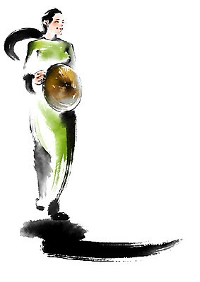 전신 PSD 외국인 모자 여자 일러스트 캘리그라피 붓터치 한명 들기 성인 베트남 베트남인 아오자이 국내일러스트 1 잡화 모션 사람 동양인 인종 동남아시아 전통의상 파일형식