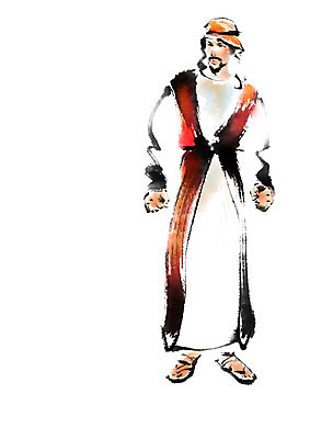 전신 PSD 남자 일러스트 캘리그라피 붓터치 한명 성인 중동인 국내일러스트 외국인 1 사람 파일형식