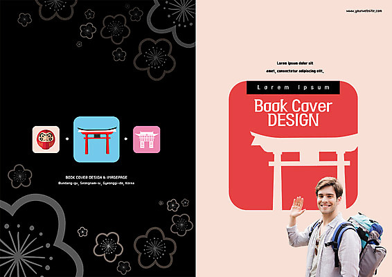 PSD 서양인 템플릿 표지디자인 북디자인 출판디자인 표지 남자 꽃 리플렛 여행 북커버 배낭 한명 웃음 팜플렛 상반신 20대 성인 일본 일본여행 배낭여행 손인사 토리이 이미지템플릿 외국인 식물 1 아시아 해외여행 가방 표정 사람 청년 인사 신사 파일형식