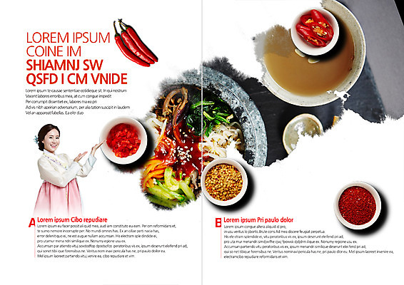 PSD 템플릿 표지디자인 북디자인 출판디자인 여자 내지 한식 음식 리플렛 북커버 안내 한명 웃음 팜플렛 상반신 성인 30대 한국인 한복 홍고추 나물 돌솥 고춧가루 돌솥비빔밥 이미지템플릿 1 한국전통 채소 고추 표정 사람 동양인 장년 전통의상 가루 비빔밥 파일형식