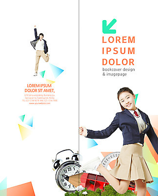 PSD 템플릿 학생 표지디자인 북디자인 출판디자인 여자 교육 표지 남자 교복 리플렛 2단접지 북커버 청소년 웃음 팜플렛 두명 연필 점프 한국인 자명종 청소년교육 각도기 이미지템플릿 옷 시계 모션 문구용품 학용품 표정 사람 동양인 필기구 알람 파일형식