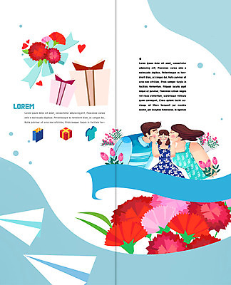PSD 템플릿 표지디자인 북디자인 출판디자인 여자 남자 내지 어린이 리플렛 2단접지 북커버 가족 키스 이벤트 팜플렛 성인 세명 선물상자 쇼핑 어버이날 카네이션 이미지템플릿 기념일 꽃 관계 선물 사람 상자 애정표현 파일형식