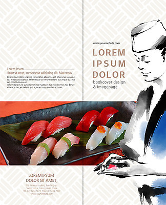 PSD 템플릿 접시 표지디자인 북디자인 출판디자인 표지 남자 음식 리플렛 2단접지 북커버 요리 한명 팜플렛 상반신 성인 초밥 일식요리사 일본음식 이미지템플릿 1 식기 사람 요리사 파일형식