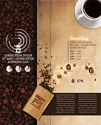 PSD 템플릿 표지디자인 북디자인 출판디자인 내지 커피 리플렛 2단접지 북커버 그래프 팜플렛 사람없음 종이봉투 원두 커피잔 핸드밀 이미지템플릿 음료 봉투 잔 커피용품 파일형식
