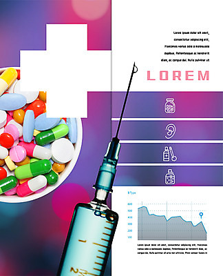 PSD 템플릿 표지디자인 북디자인 출판디자인 내지 리플렛 2단접지 북커버 의학 그래프 주사기 팜플렛 사람없음 알약 이미지템플릿 의료기기 약 파일형식