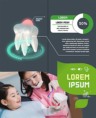 PSD 템플릿 표지디자인 북디자인 출판디자인 여자 내지 어린이 리플렛 2단접지 북커버 의학 치과 마스크 팜플렛 상반신 성인 두명 30대 한국인 환자 의사 양치 칫솔 치아모형 이미지템플릿 병원 사람 동양인 장년 위생용품 청결 의료진 치아 파일형식