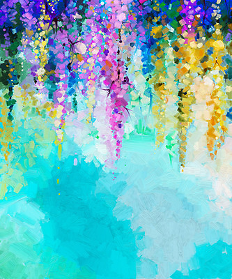 JPG 해외이미지 꽃 일러스트 사람없음 그림 손그림 등나무꽃 유화 해외202004 해외일러스트 식물 미술 파일형식 이미지허브