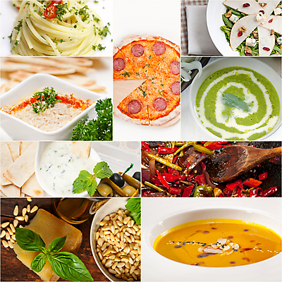 포토 JPG 해외이미지 그릇 접시 치즈 피자 파스타 실내 요리 사람없음 세트 하이앵글 수프 올리브오일 올리브 종지 잣 바질 나무숟가락 해외202004 해외포토 식기 열매 뷰포인트 유제품 패스트푸드 서양음식 내부 숟가락 견과류 기름_음식 파일형식 이미지허브