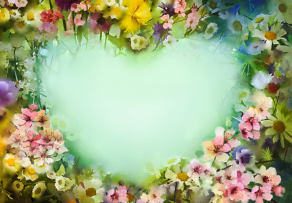 JPG 해외이미지 꽃 일러스트 프레임 사람없음 하트 그림 손그림 유화 해외202004 해외일러스트 모양 식물 미술 파일형식 이미지허브