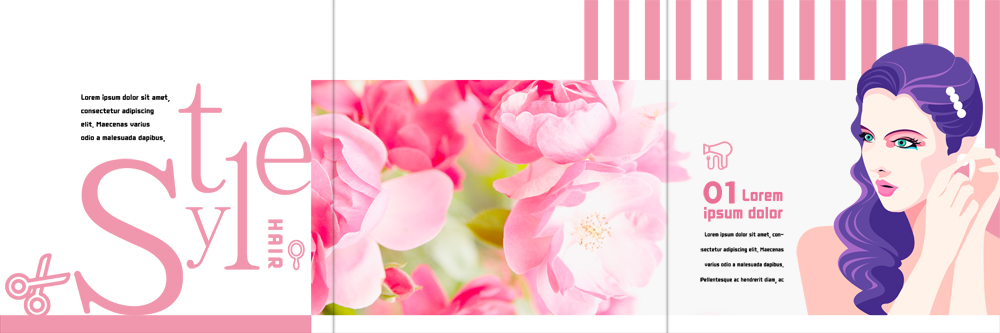 PSD 템플릿 우먼라이프 헤어스타일 표지디자인 북디자인 출판디자인 여자 꽃 내지 리플렛 북커버 3단접지 가위 한명 팜플렛 성인 뷰티 미용실 머리손질 헤어관리 이미지템플릿 식물 1 라이프스타일 문구용품 사람 뷰티샵 파일형식