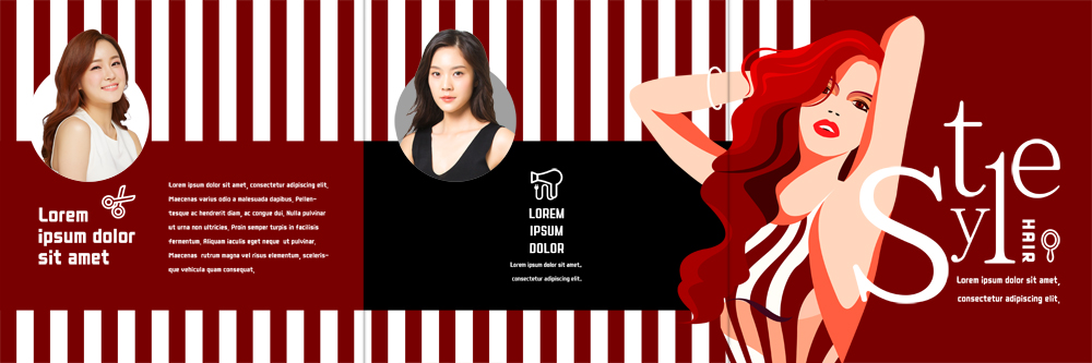 PSD 템플릿 우먼라이프 헤어스타일 표지디자인 북디자인 출판디자인 여자 표지 리플렛 북커버 3단접지 팜플렛 상반신 20대 성인 세명 뷰티 한국인 미용실 머리손질 헤어관리 이미지템플릿 라이프스타일 사람 동양인 청년 뷰티샵 파일형식