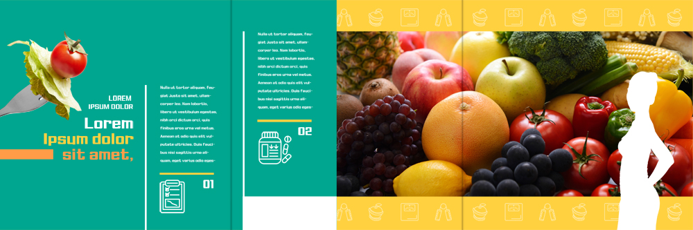 PSD 템플릿 표지디자인 북디자인 출판디자인 실루엣 내지 리플렛 포크 다이어트 북커버 3단접지 방울토마토 포도 피망 옥수수 팜플렛 사람없음 뷰티 사과 브로콜리 레몬 파인애플 이미지템플릿 식기 토마토 채소 과일 곡류 촬영기법 건강 열대과일 파일형식