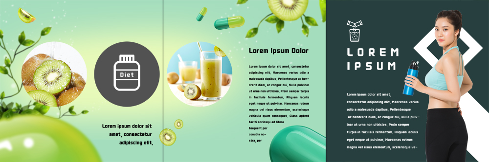 PSD 템플릿 우먼라이프 표지디자인 북디자인 출판디자인 여자 내지 리플렛 다이어트 북커버 3단접지 키위 한명 팜플렛 20대 성인 뷰티 알약 한국인 물병 키위주스 의료성형뷰티 이미지템플릿 1 라이프스타일 과일 건강 사람 동양인 청년 약 과일주스 물통 파일형식