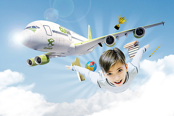 PSD 서양인 구름 편집 편집이미지 1 교육 남자 상상 하늘 비행기 한명 책 연필 지구본 비행 트로피 이미지편집 자연요소 외국인 항공교통 학용품 대중교통 사람 필기구 상_우승 파일형식