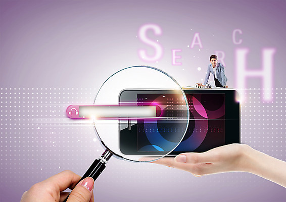 PSD 편집 편집이미지 손 남자 돋보기 스마트라이프 상반신 20대 성인 두명 신체부위 스마트폰 한국인 스마트 검색 손하트 검색창 이미지편집 라이프스타일 컨셉 사람 동양인 손짓 청년 핸드폰 스마트기기 파일형식