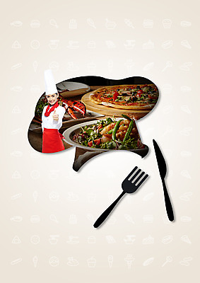 PSD 서양인 편집 편집이미지 여자 포크 피자 서양음식 요리사모자 한명 상반신 성인 요리사 샐러드 최고 나이프 바닷가재 이미지편집 외국인 직업 모자_잡화 1 식기 음식 패스트푸드 사람 칼 가재 파일형식