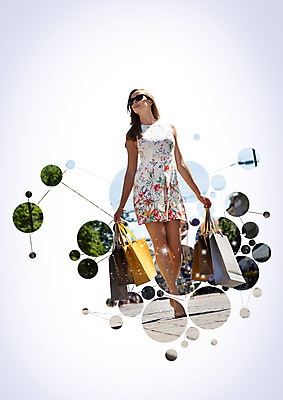 PSD 서양인 편집 편집이미지 원피스 여자 한명 서기 이벤트 20대 성인 쇼핑 선글라스 쇼핑백 이미지편집 외국인 1 옷 안경 가방 모션 사람 청년 파일형식