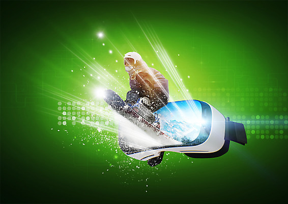 PSD 편집 편집이미지 겨울스포츠 한명 성인 빛 점프 스노우보드 스노보더 스노보드복 스키고글 가상현실 VR기기 이미지편집 1 스포츠 모션 운동선수 사람 기계 보드_스포츠 파일형식