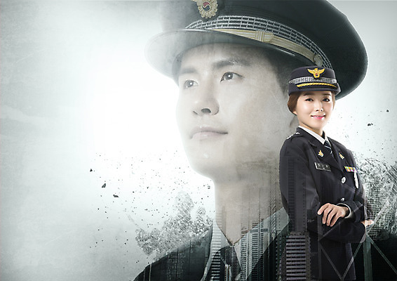 PSD 편집 편집이미지 직업 여자 남자 실루엣 빌딩 상반신 20대 성인 두명 한국인 경찰 경찰복 경찰모자 이미지편집 모자_잡화 유니폼 촬영기법 사람 동양인 청년 건물 파일형식