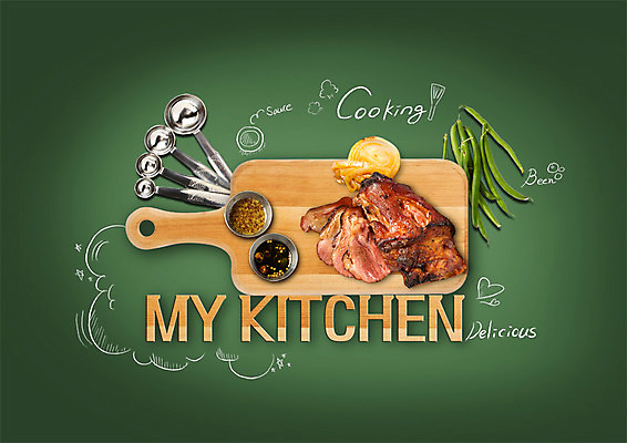 PSD 편집 편집이미지 음식 양파 콩 도마 육류 사람없음 소스 계량스푼 훈제요리 이미지편집 채소 식재료 주방용품 곡류 양념 파일형식