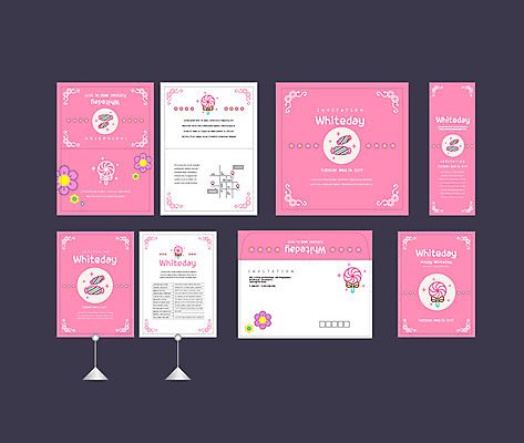 템플릿 배너템플릿 꽃 분홍색 꽃무늬 화이트데이 막대사탕 사탕 이벤트 사람없음 세트 현수막 전단 엽서 초대장 약도 소봉투 행사세트 행사템플릿 AI파일 식물 배너 컬러 지도 무늬 데이이벤트 디저트 편지봉투 카드_감사 편지 홍보물 파일형식 벡터