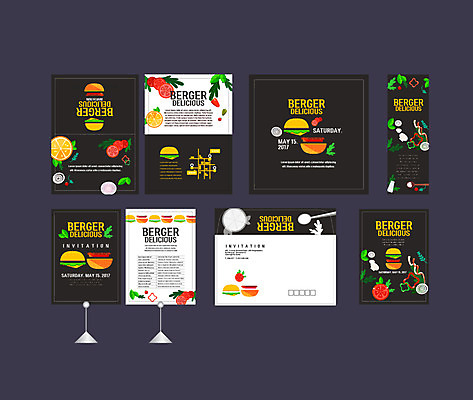 템플릿 배너템플릿 이벤트 사람없음 세트 요식업 햄버거 현수막 전단 엽서 초대장 약도 오픈행사 소봉투 행사세트 행사템플릿 AI파일 배너 산업 지도 편지봉투 카드_감사 패스트푸드 오픈 편지 홍보물 파일형식 벡터