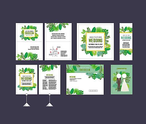 식물 템플릿 배너템플릿 결혼 잎 나뭇잎 이벤트 사람없음 초록색 세트 현수막 전단 청첩장 엽서 초대장 약도 소봉투 행사세트 행사템플릿 AI파일 배너 컬러 지도 편지봉투 카드_감사 편지 홍보물 파일형식 벡터