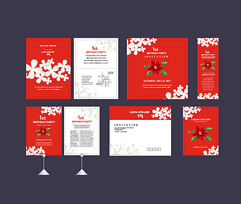 템플릿 배너템플릿 이벤트 사람없음 빨간색 세트 현수막 생일 전단 엽서 초대장 생일축하 약도 포인세티아 돌잔치 첫돌 소봉투 행사세트 행사템플릿 AI파일 배너 기념일 꽃 컬러 지도 편지봉투 카드_감사 돌_생일 축하 편지 홍보물 파일형식 벡터