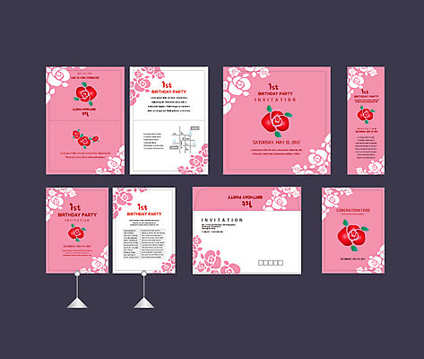템플릿 배너템플릿 분홍색 이벤트 사람없음 세트 장미 현수막 생일 전단 엽서 초대장 생일축하 약도 돌잔치 첫돌 소봉투 행사세트 행사템플릿 AI파일 배너 기념일 꽃 컬러 지도 편지봉투 카드_감사 돌_생일 축하 편지 홍보물 파일형식 벡터