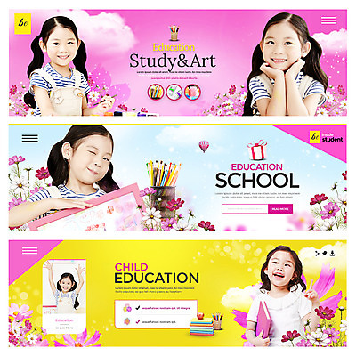 PSD 템플릿 여자 어린이교육 교육 꽃 어린이 웹템플릿 미술 여러명 한국인 즐거움 이벤트배너 웹배너 어린이만 이미지템플릿 식물 배너 감정 다수 문화예술 사람 동양인 파일형식