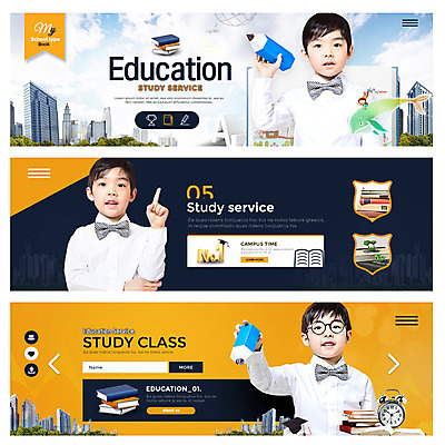PSD 템플릿 어린이교육 교육 남자 어린이 웹템플릿 세명 연필 한국인 이벤트배너 웹배너 소년만 이미지템플릿 배너 학용품 사람 동양인 필기구 남자만 어린이만 파일형식