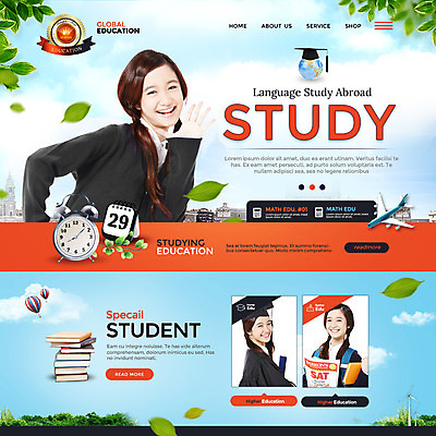 PSD 외국인 템플릿 여자 교육 웹템플릿 청소년 비행기 이벤트페이지 동양인 이벤트 10대 책 세명 지구본 청소년교육 십대여자만 이미지템플릿 항공교통 대중교통 사람 인종 페이지 여자만 십대만 파일형식