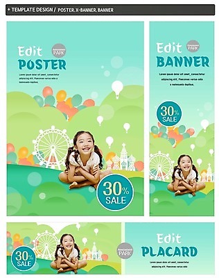 PSD 배너 배너템플릿 여자 가로배너 ZIP 포스터 세로배너 어린이 한명 웃음 앉기 소녀 세트 세일 놀이공원 한국인 현수막 어린이날 대관람차 풍선 템플릿 1 기념일 모션 표정 사람 동양인 가로 세로 테마파크 놀이기구 파일형식