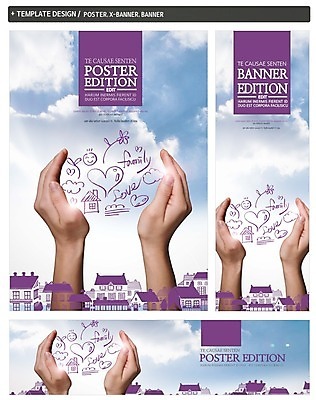 PSD 구름 손 배너 배너템플릿 가로배너 ZIP 포스터 세로배너 하늘 주택 한명 신체부위 세트 현수막 하트 자연요소 모양 템플릿 1 사람 건물 가로 세로 파일형식