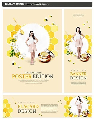 PSD 배너 배너템플릿 여자 가로배너 꽃 ZIP 포스터 세로배너 허리손 한명 서기 20대 성인 세트 뷰티 한국인 현수막 꿀벌 수분크림 의료성형뷰티 식물 템플릿 1 포즈 모션 사람 동양인 청년 가로 세로 화장품 벌_곤충 파일형식