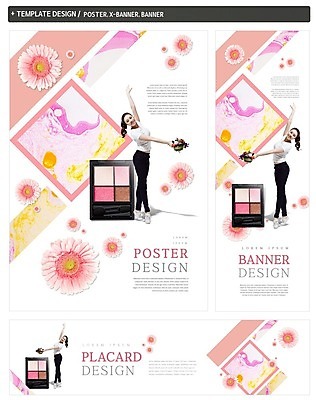 PSD 배너 배너템플릿 여자 가로배너 꽃 ZIP 포스터 세로배너 꽃다발 한명 서기 20대 성인 세트 뷰티 한국인 현수막 춤 아이섀도 식물 템플릿 1 모션 문화예술 사람 동양인 청년 가로 세로 화장품 파일형식
