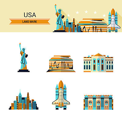 아이콘 사람없음 건물 미국 도시 미술관 우주선 자유의여신상 맨해튼 그랜드캐니언 랜드마크 메트로폴리탄 백악관 2D아이콘 AI파일 건축물 북아메리카 우주 세계문화유산 뉴욕 파일형식 벡터