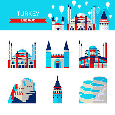 아이콘 사람없음 건물 사원 블루모스크 랜드마크 우치히사르 토프카프궁전 파묵칼레 튀르키예 2D아이콘 AI파일 건축물 아시아 비즈니스 이스탄불 궁전 파일형식 벡터