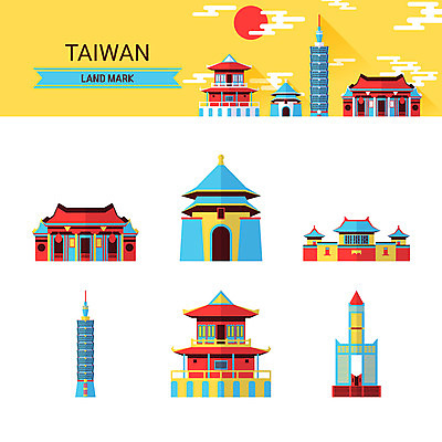 아이콘 사람없음 건물 궁전 대만 박물관 랜드마크 타이베이101 룽산사 2D아이콘 AI파일 건축물 아시아 고건축 절 파일형식 벡터