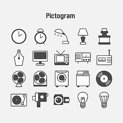아이콘 시계 전구 전등 사람없음 전자제품 픽토그램 텔레비전 선풍기 라디오 세탁기 2D아이콘 AI파일 조명 가전제품 파일형식 벡터