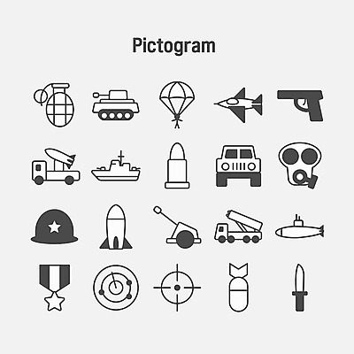 아이콘 무기 군용기 군대 사람없음 픽토그램 권총 로켓 칼 미사일 잠수함 전쟁 낙하산 사격 조준 대포 수류탄 군모 밀리터리 방독면 2D아이콘 AI파일 패션 비행기 마스크 총 군용 파일형식 벡터