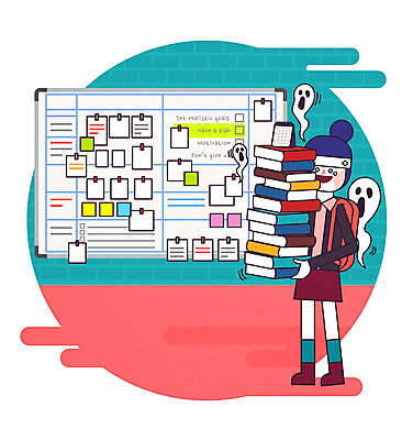 전신 학생 여자 대학생 일러스트 한명 들기 성인 책 유령 계획 신학기 신입생 화이트보드 부담 국내일러스트 AI파일 1 컨셉 모션 사람 파일형식 벡터