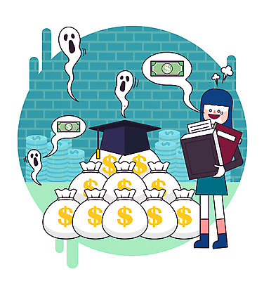 전신 학생 여자 대학생 말풍선 돈 일러스트 학사모 한명 들기 성인 책 돈자루 유령 신학기 신입생 등록금 부담 국내일러스트 AI파일 모자_잡화 1 졸업 모션 사람 재산 파일형식 벡터 비용