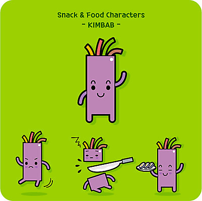 캐릭터 일러스트 사람없음 귀여움 칼 분식 김밥 음식캐릭터 일러캐릭터 AI파일 음식 컨셉 파일형식 벡터