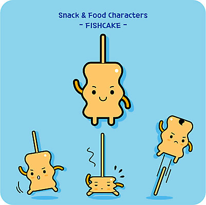 캐릭터 일러스트 사람없음 귀여움 어묵 분식 어묵꼬치 음식캐릭터 일러캐릭터 AI파일 음식 컨셉 꼬치 파일형식 벡터