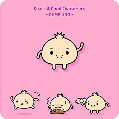 캐릭터 일러스트 사람없음 귀여움 분식 만두 음식캐릭터 일러캐릭터 AI파일 음식 컨셉 파일형식 벡터