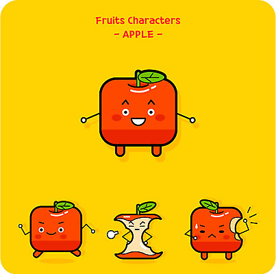 캐릭터 일러스트 사람없음 귀여움 사과 과일캐릭터 사과캐릭터 일러캐릭터 AI파일 컨셉 과일 파일형식 벡터